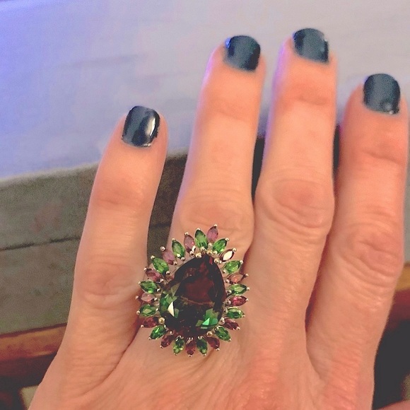 WOWWW😍 GENUINE WATERMELON QUARTZ 🍉ABSOLUTELY GORGEOUS STATEMENT RING!! - Picture 3 of 7